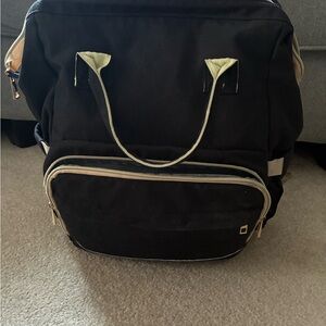 Elegant Black and Cream Diaper Bag Backpack